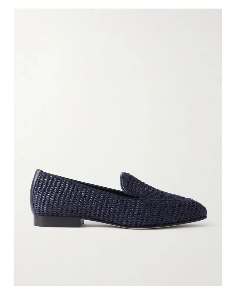 Manolo Blahnik Pitakara Loafers Aus Raffiabast Mit Lederbesätzen - Blau Blau
