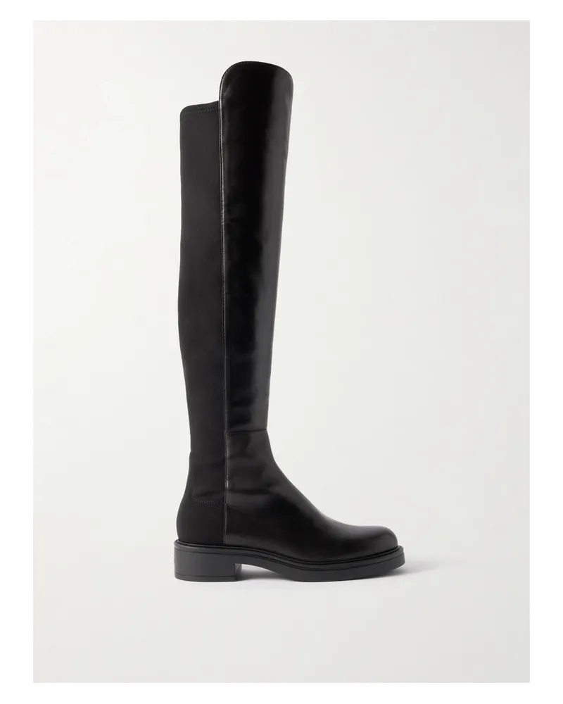 Stuart Weitzman 5050 Celia Stretch-paneled Leather Over-the-knee Boots - Black Black