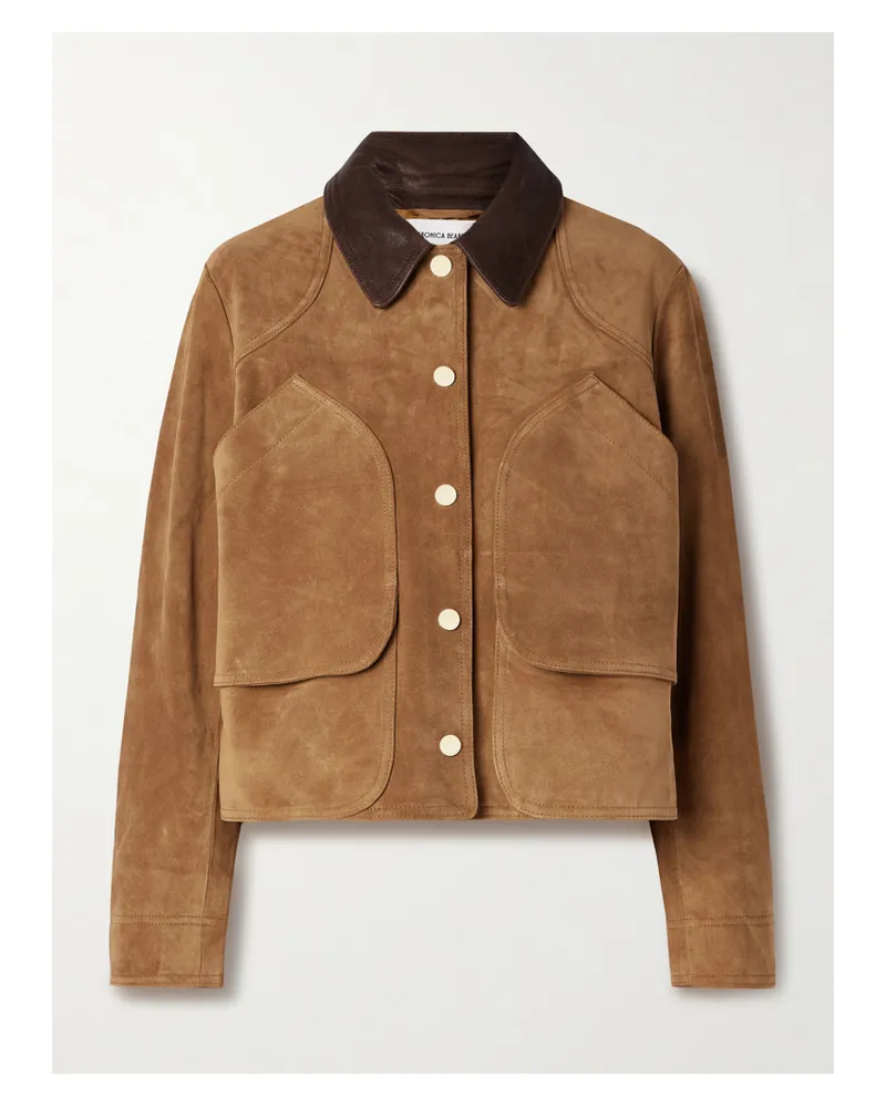 Veronica Beard Walters Jacke Aus Veloursleder Mit Lederbesätzen - Braun Braun