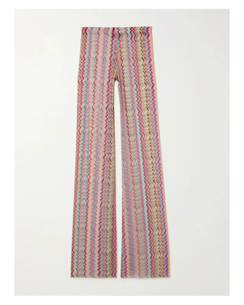 Missoni Hose Mit Weitem Bein Aus Stretch-mesh Mit Streifen - Pink Pink