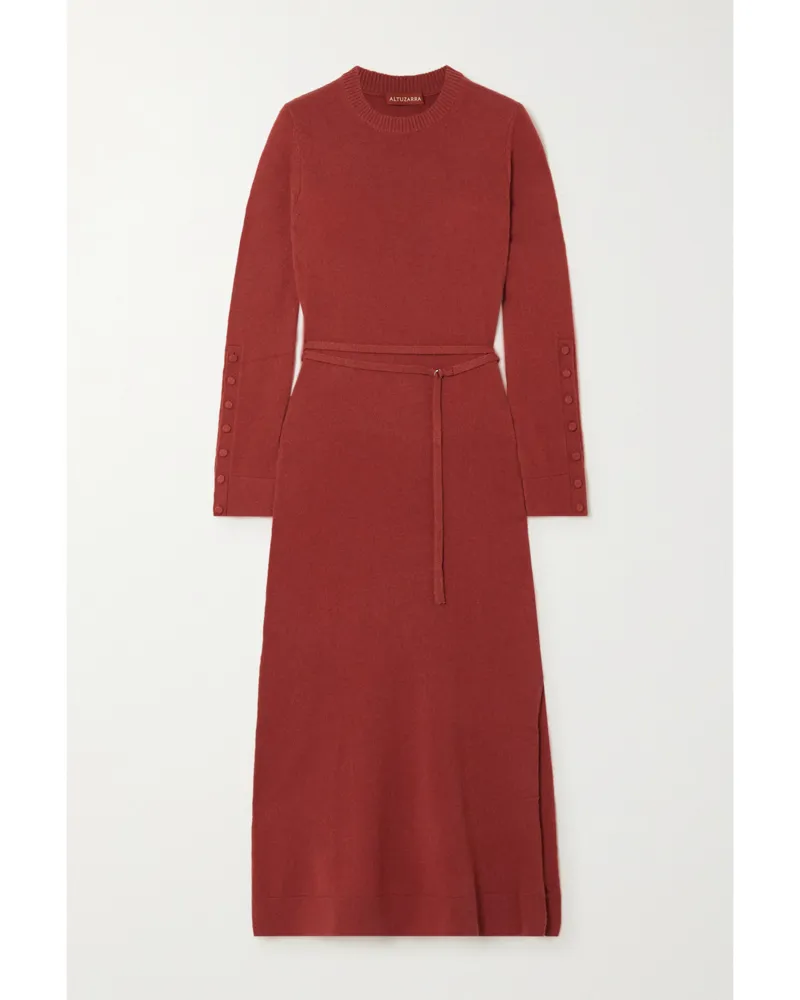 Altuzarra Alice Midikleid Aus Kaschmir Mit Gürtel - Rot Rot