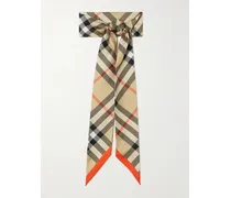Checked Organic Mulberry Silk-twill Scarf - Neutrals