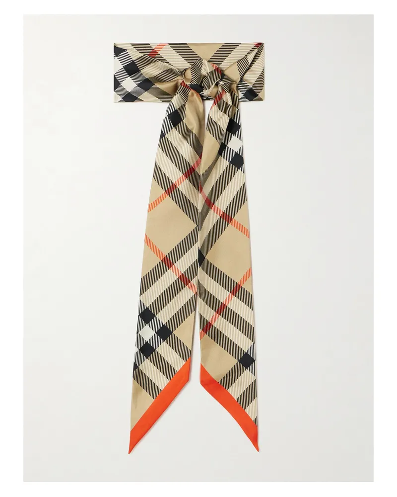 Burberry Checked Organic Mulberry Silk-twill Scarf - Neutrals Neutrals