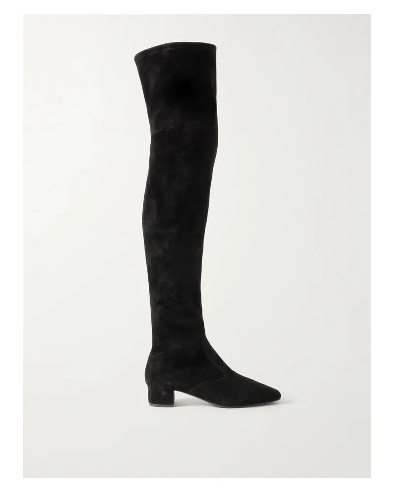 Aquazzura Remi 35 Overknees Aus Veloursleder - Schwarz Schwarz
