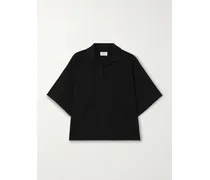 Oversized Cotton-blend Piqué Polo Top - Black