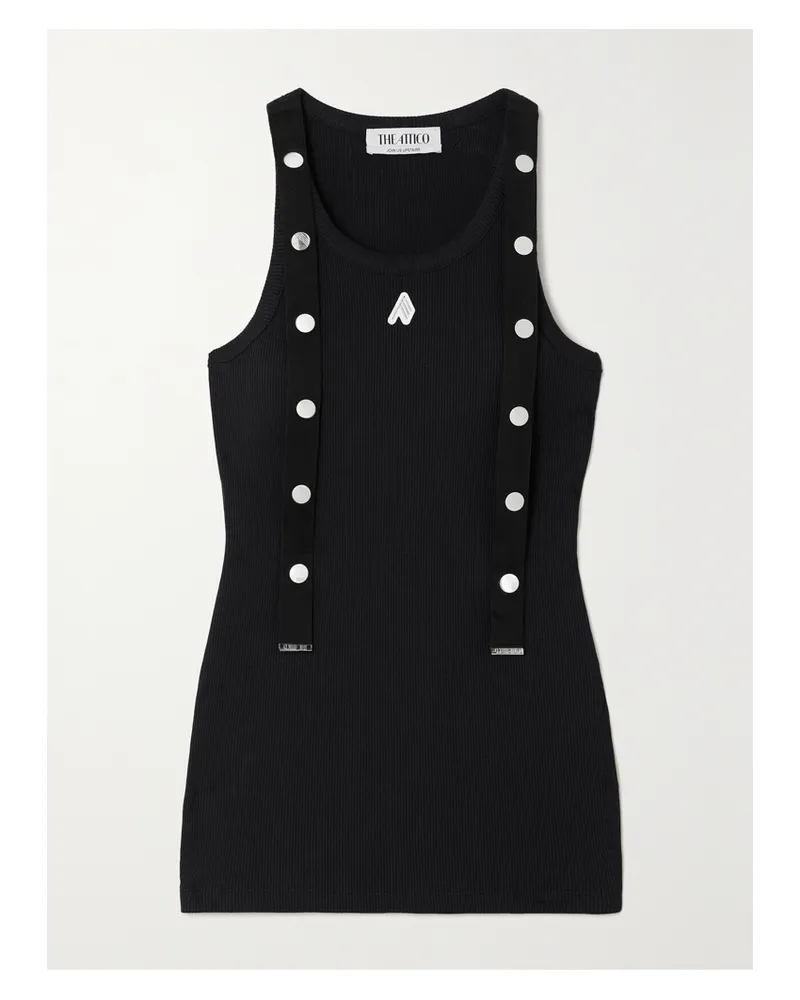 ATTICO Tanktop Aus Geripptem Baumwoll-jersey Mit Applikation - Schwarz Schwarz