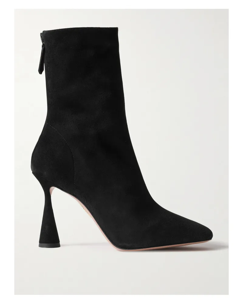Aquazzura Amore 95 Suede Ankle Boots - Black Black