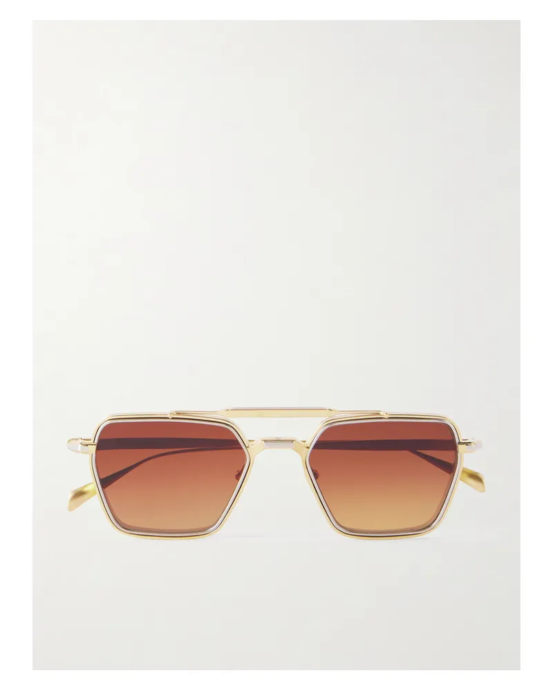 Jacques Marie Mage Commodore Gold- Und Silberfarbene Pilotensonnenbrille Gold