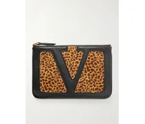 Viva Superstar Medium Leather-trimmed Leopard-print Calf Hair Clutch - Animal Print