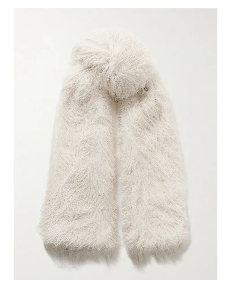 Dries van Noten Strickschal Mit Fransen - Wollweiß Wollweiß