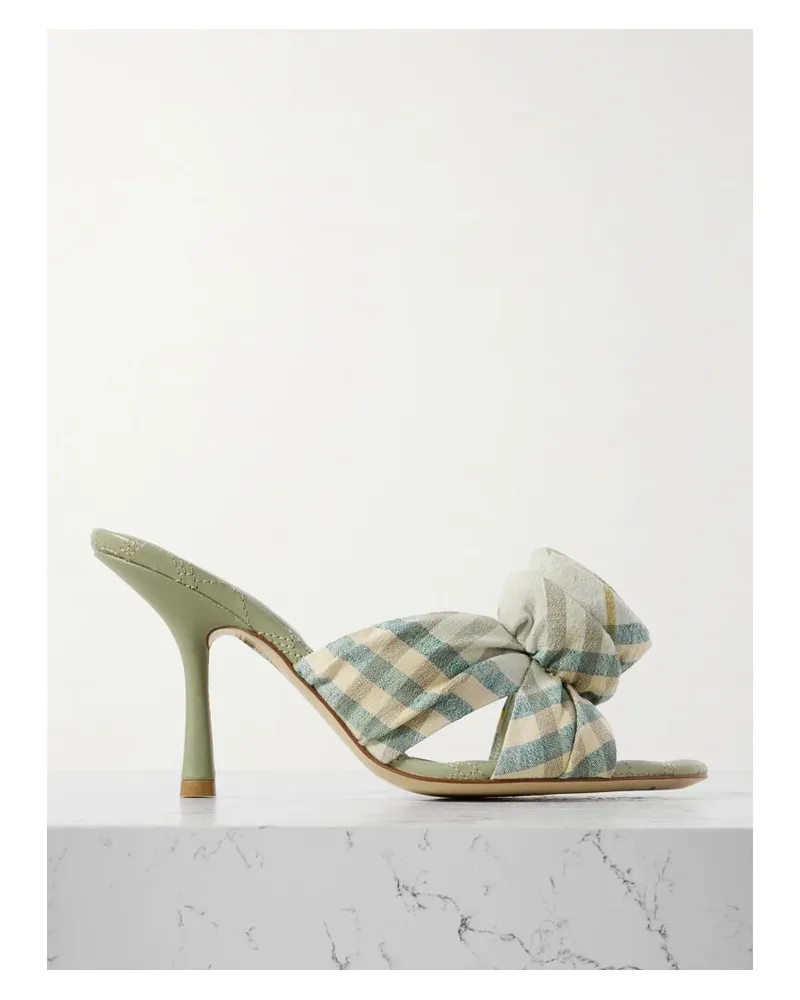 Burberry Mules Aus Stretch-leinen Mit Karomuster Und Applikation - Ecru Ecru