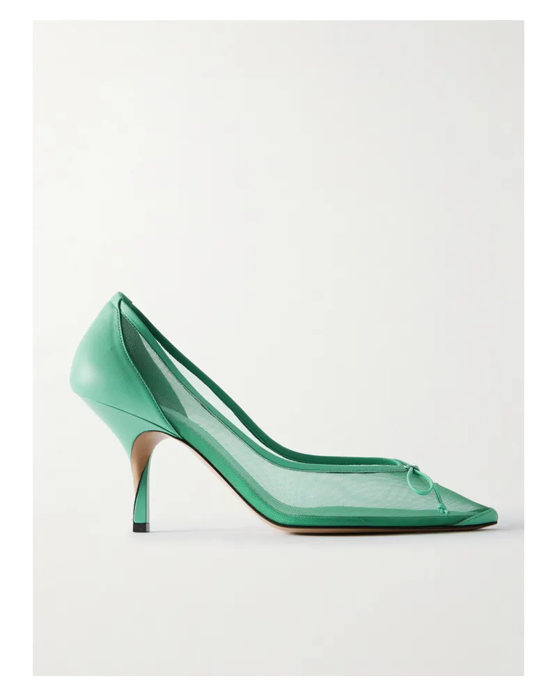 Jacquemus The Tourni Pumps Aus Mesh Mit Lederbesätzen Und Schleife - Grün Grün