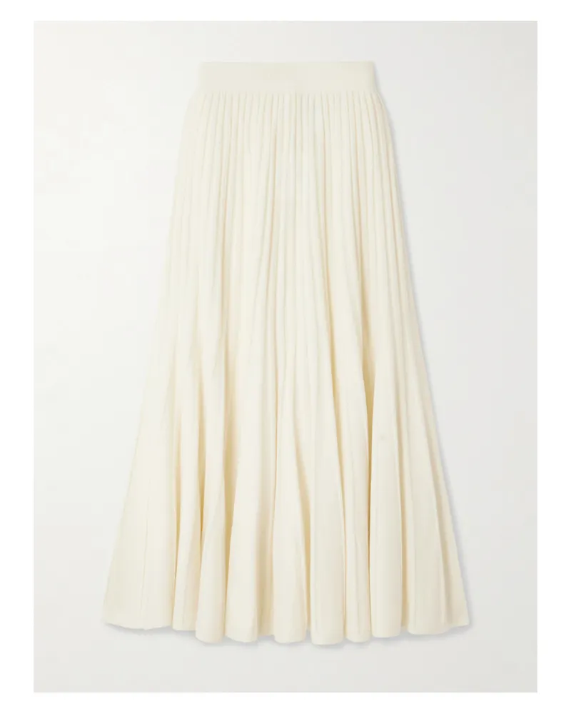 arch4 Sabrina Pleated Organic Cashmere Midi Skirt - Ivory Ivory