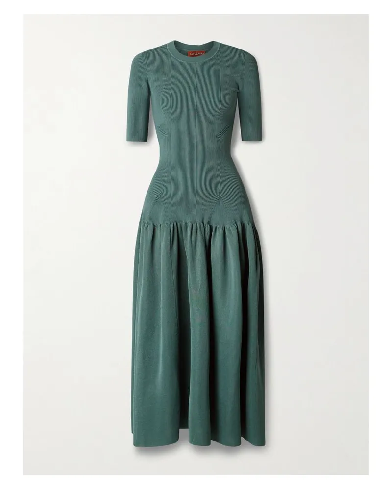Altuzarra Maisie Maxikleid Aus Stretch-strick In Metallic-optik Mit Raffungen - Grün Grün