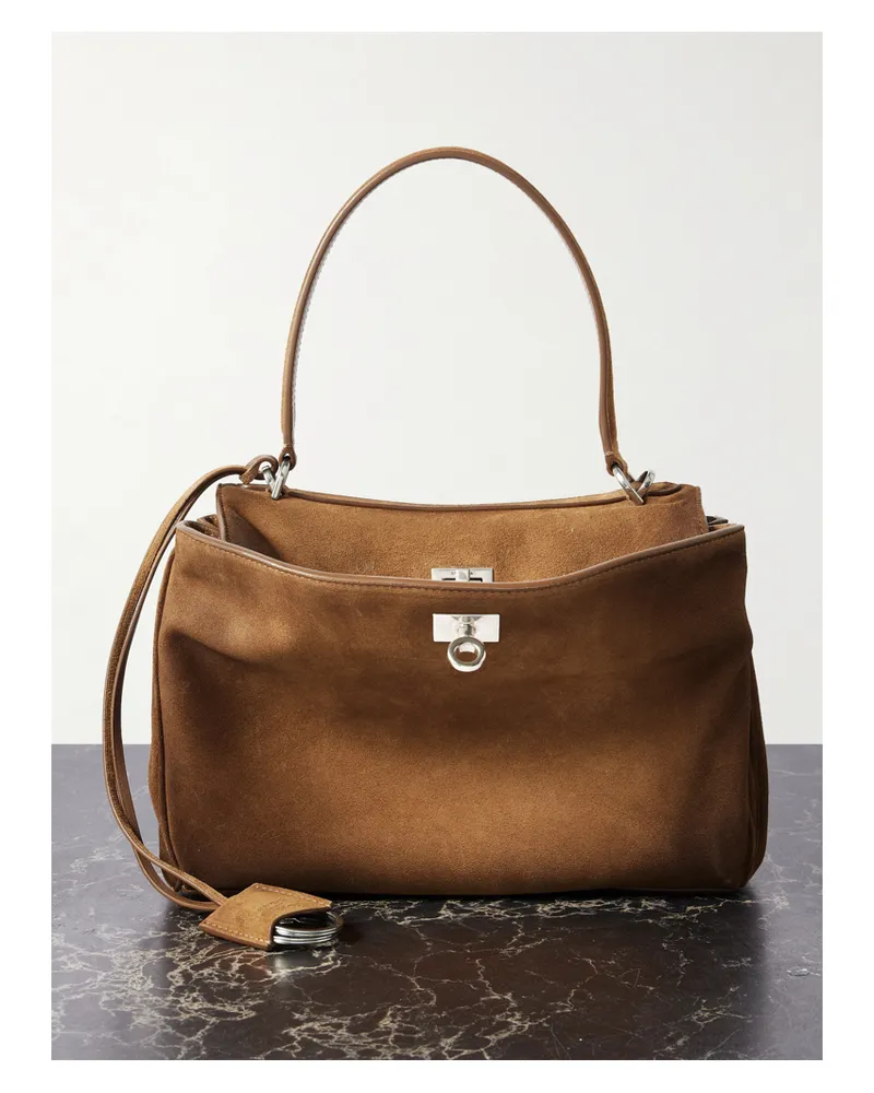 Balenciaga Rodeo Small Suede Tote - Brown Brown