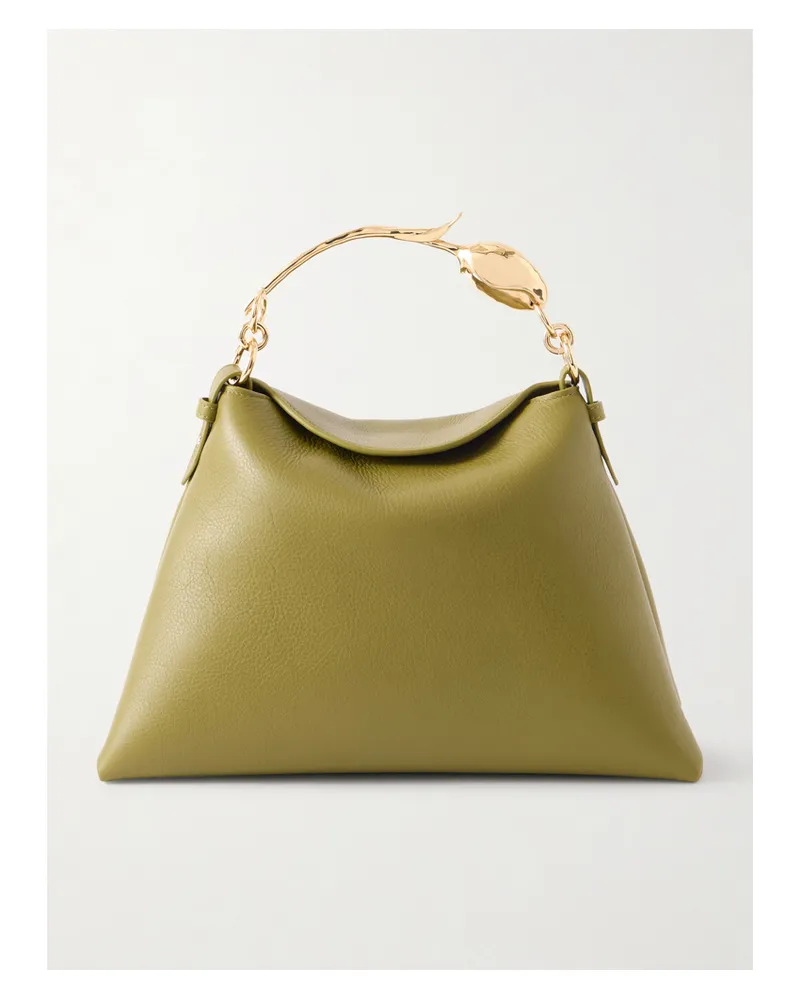 Erdem Bloom Large Embellished Textured-leather Shoulder Bag - Green Green