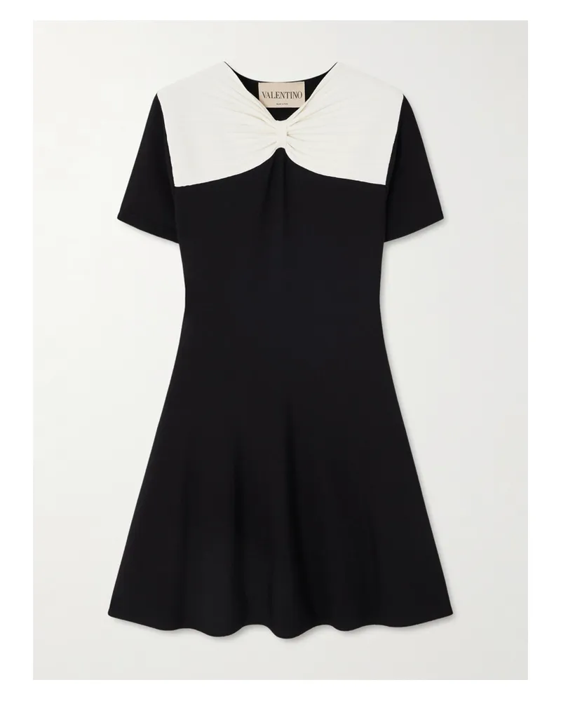 Valentino Garavani Zweifarbiges Minikleid Aus Stretch-strick Mit Schleife - Schwarz Schwarz