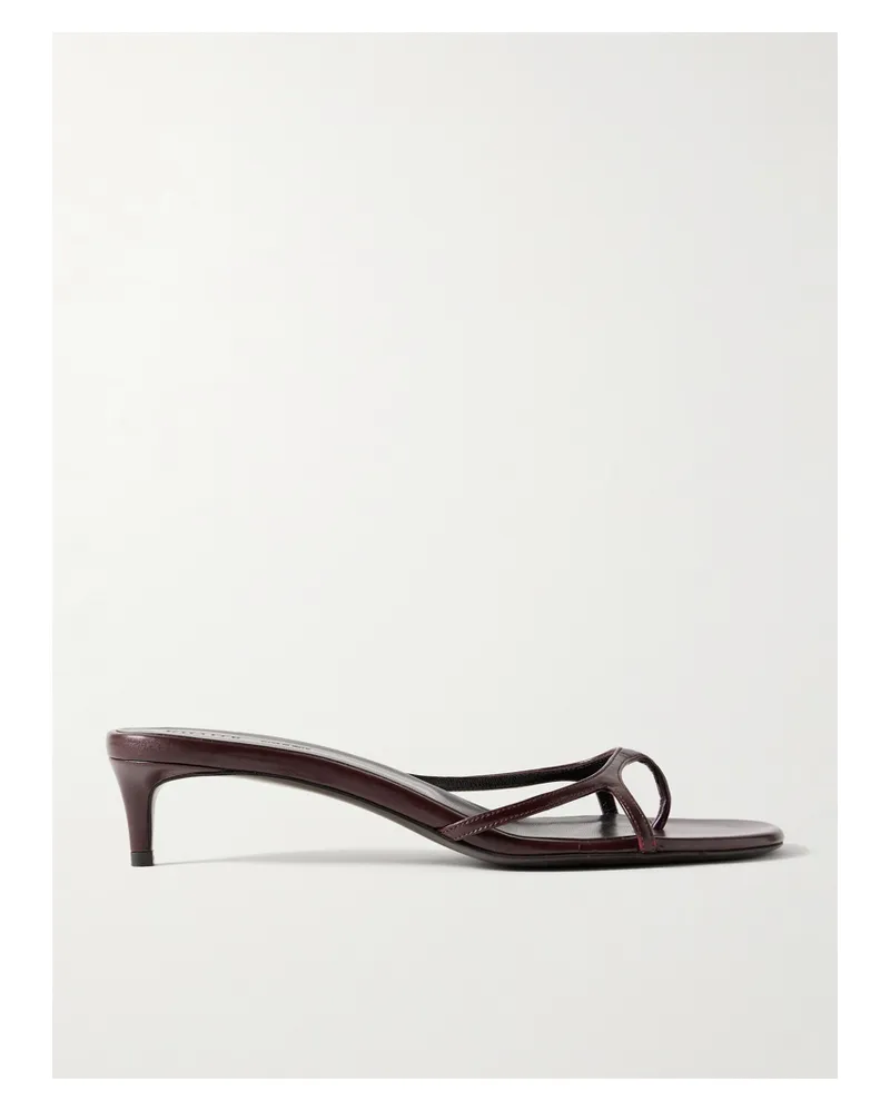 KHAITE Mila Leather Mules - Burgundy Burgundy