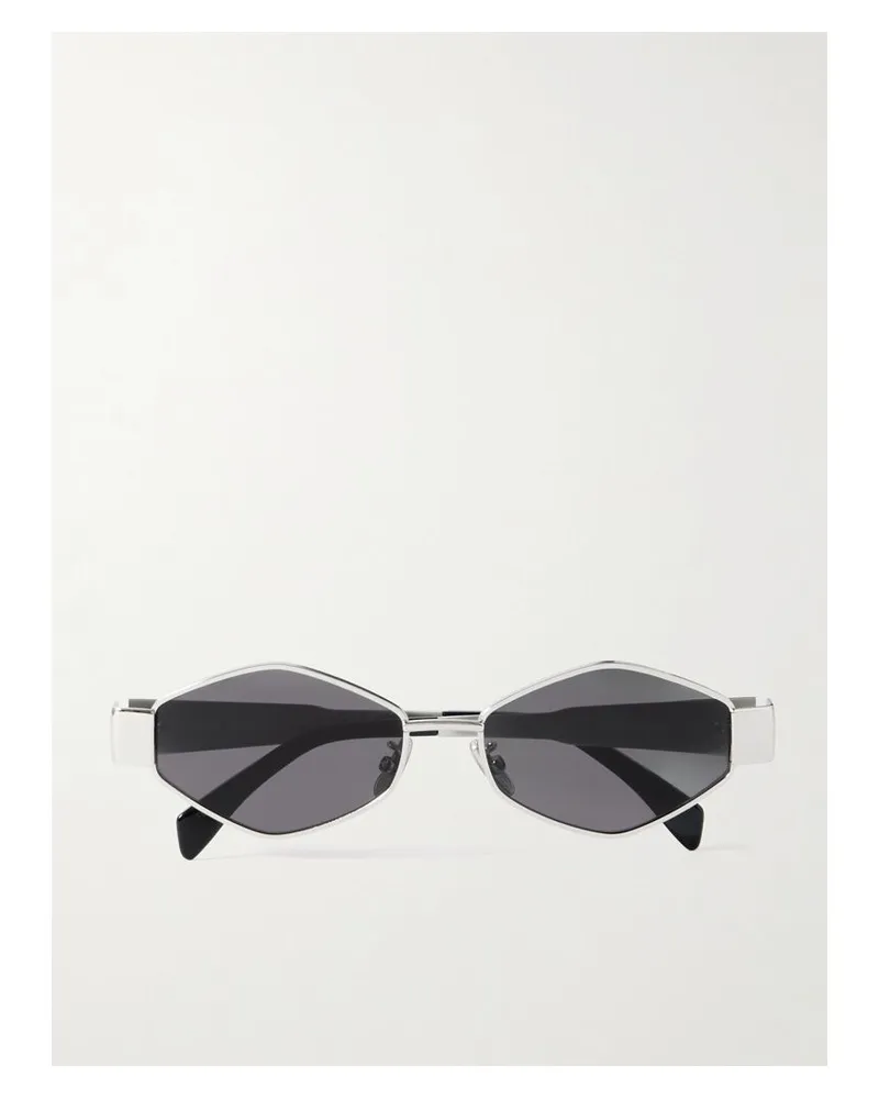 Celine Triomphe Sonnenbrille Mit Sechseckigem Rahmen Aus Silberfarbenem Metall Silber