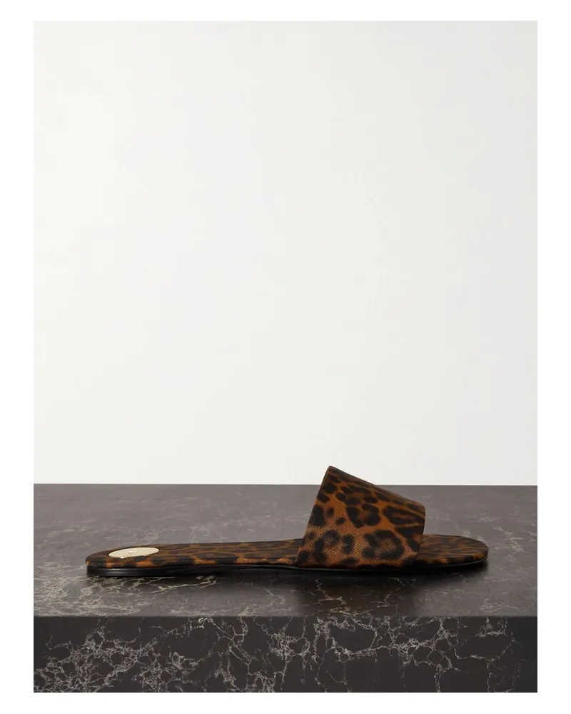 Saint Laurent Carlyle Pantoletten Aus Ripsband Mit Leopardenprint - Braun Braun