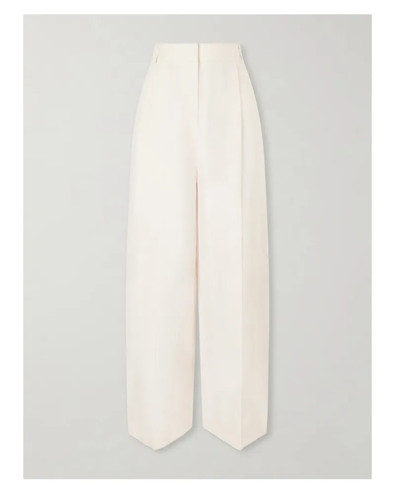 Loro Piana Lodger Linen And Wool-blend Wide-leg Pants - Neutrals Neutrals