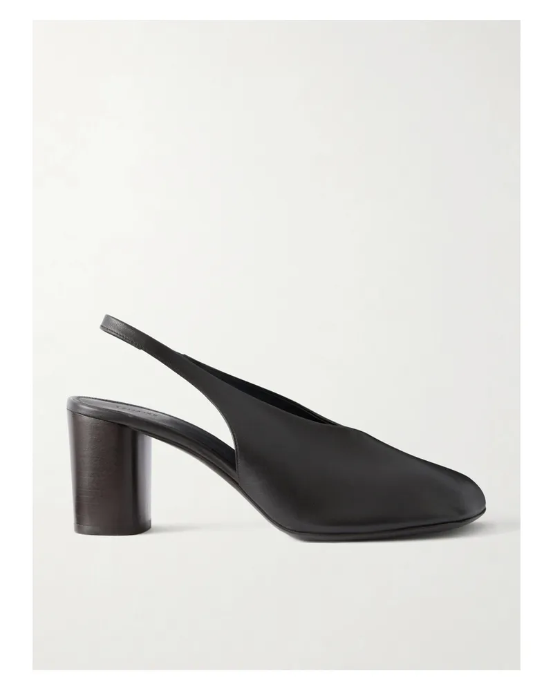 Christophe Lemaire Glove 80 Leather Slingback Pumps - Black Black
