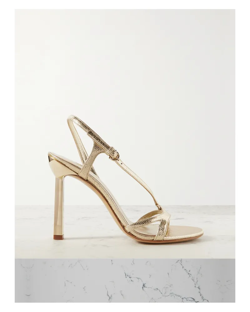 Ferragamo Sandalen Aus Metallic-leder - Gold Gold
