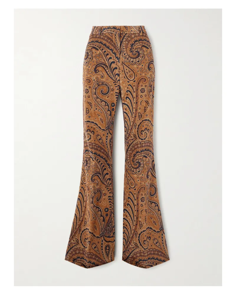 Etro Schlaghose Aus Stretch-baumwollcord Mit Paisley-muster - Braun Braun