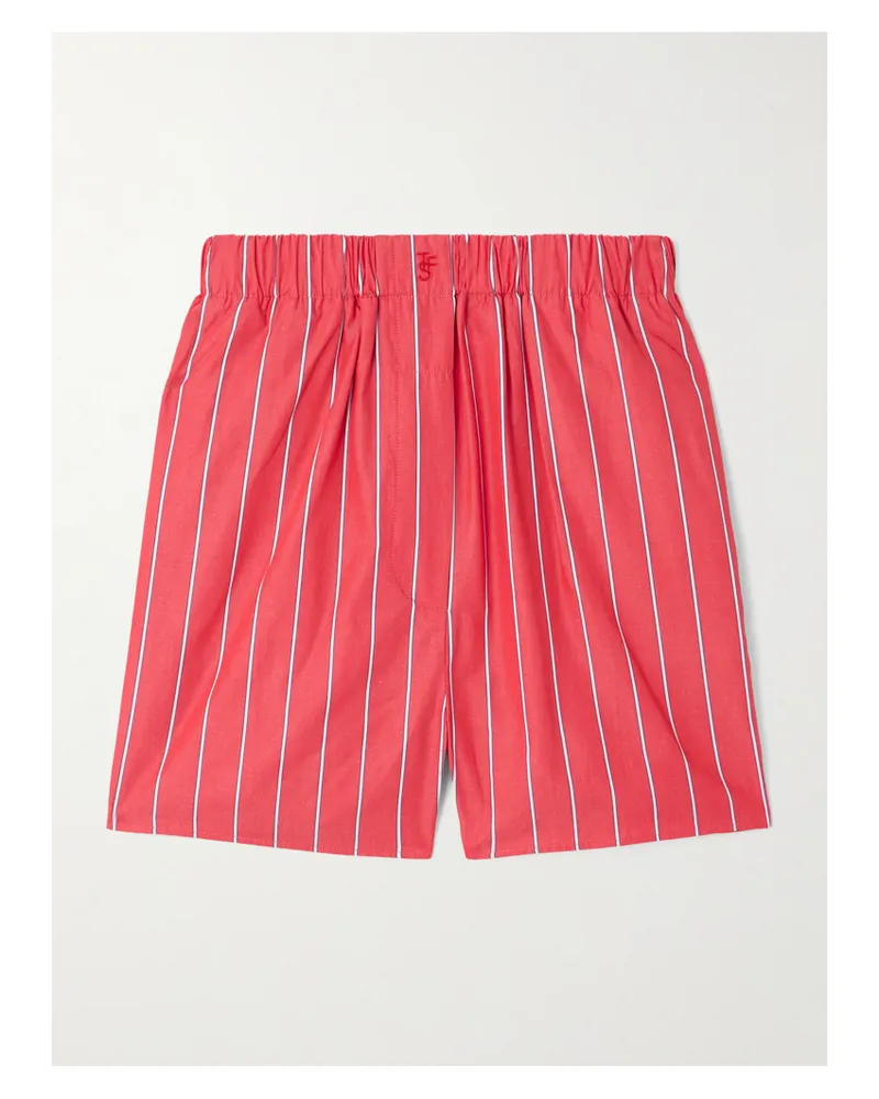 FRANKIE Shop Lui Shorts Aus Gestreifter Baumwollpopeline - Rot Rot
