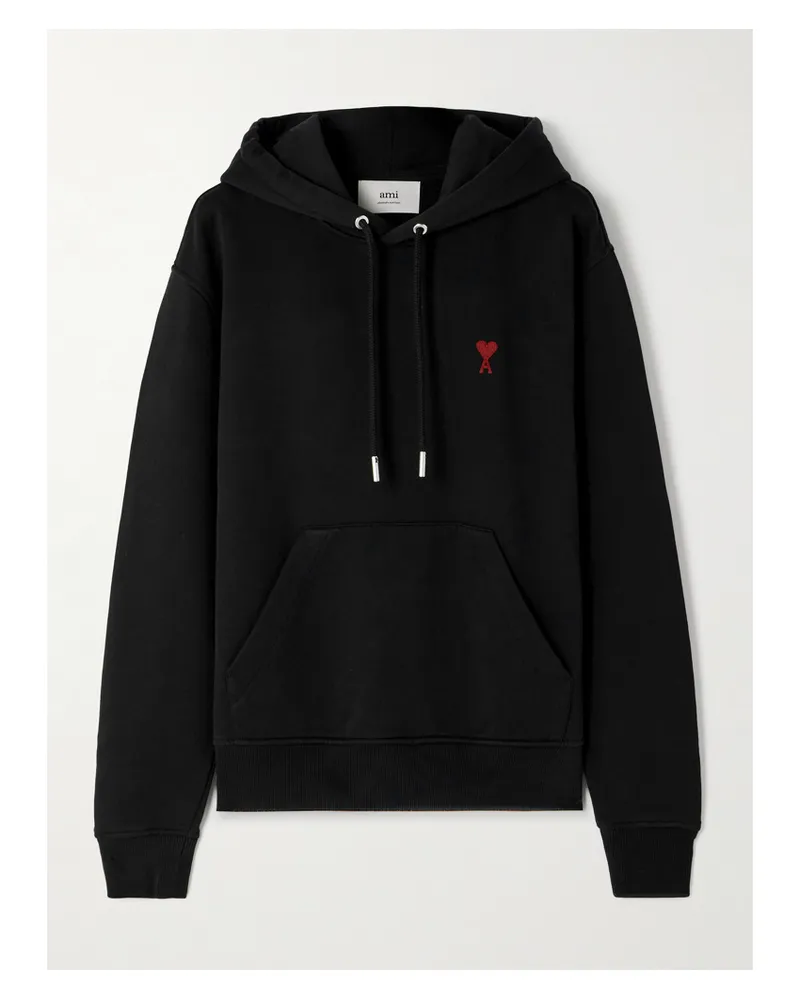 AMI Paris Hoodie Aus Jersey Aus Einer Baumwollmischung Mit Logostickerei - Schwarz Schwarz
