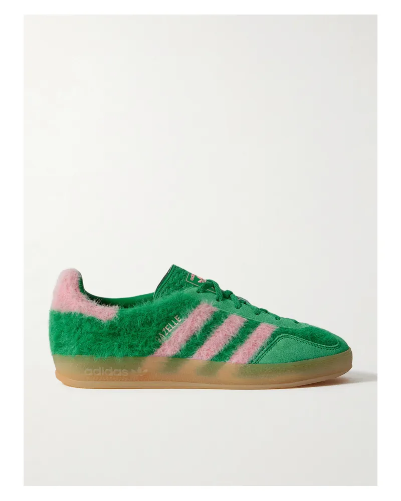 adidas Gazelle Indoor Sneakers Aus Gebürstetem Strick Mit Velourslederbesätzen - Grün Grün