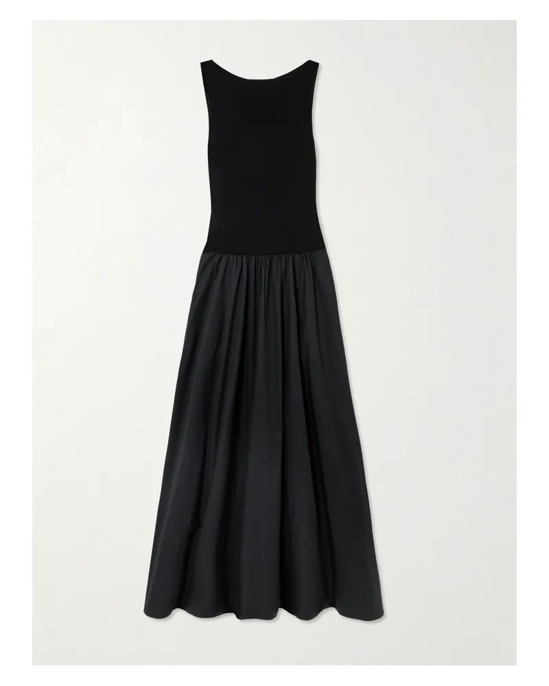 St. Agni Open-back Jersey And Cotton-poplin Maxi Dress - Black Black