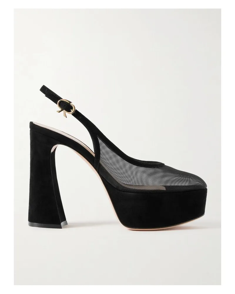 Gianvito Rossi Chopine 70 Plateaupumps Aus Mesh Mit Velourslederbesätzen - Schwarz Schwarz
