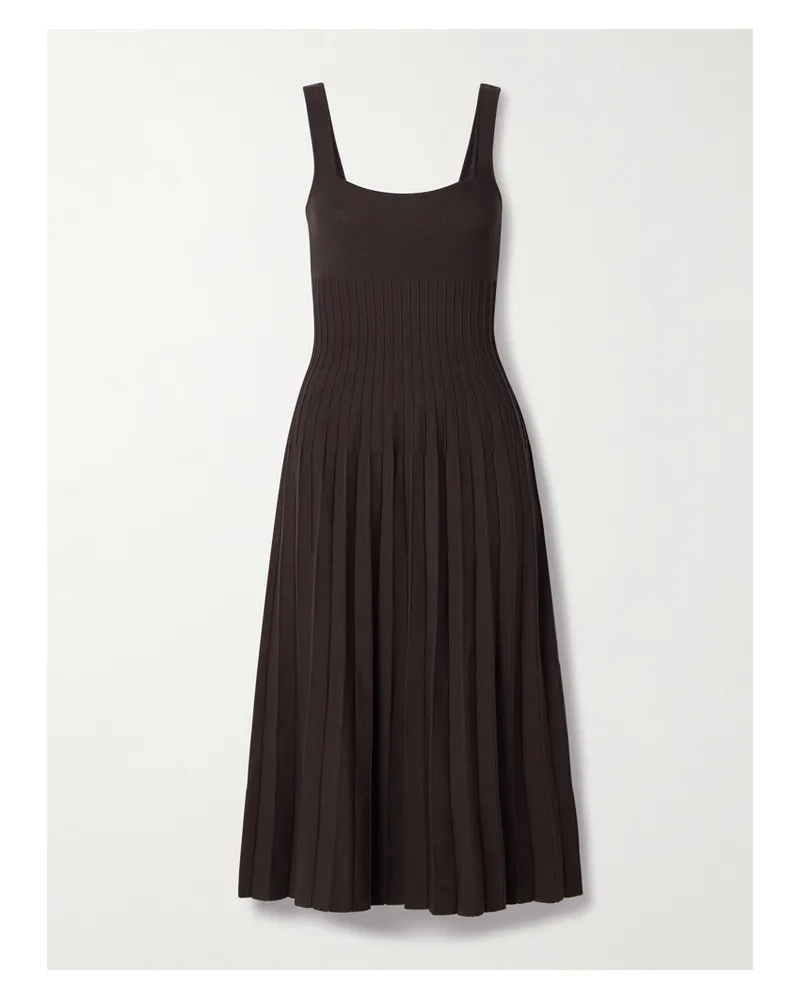 STAUD Ellison Midikleid Aus Rippstrick Mit Plissee - Braun Braun