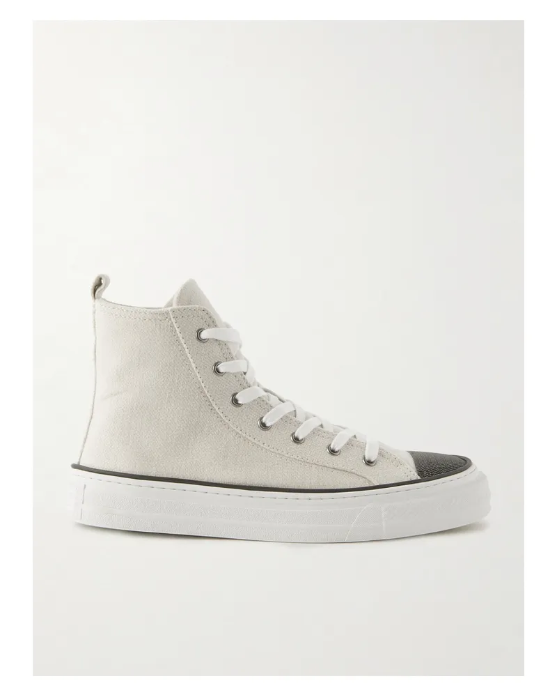Brunello Cucinelli Sneakers Aus Canvas Mit Zierperlen - Silber Silber