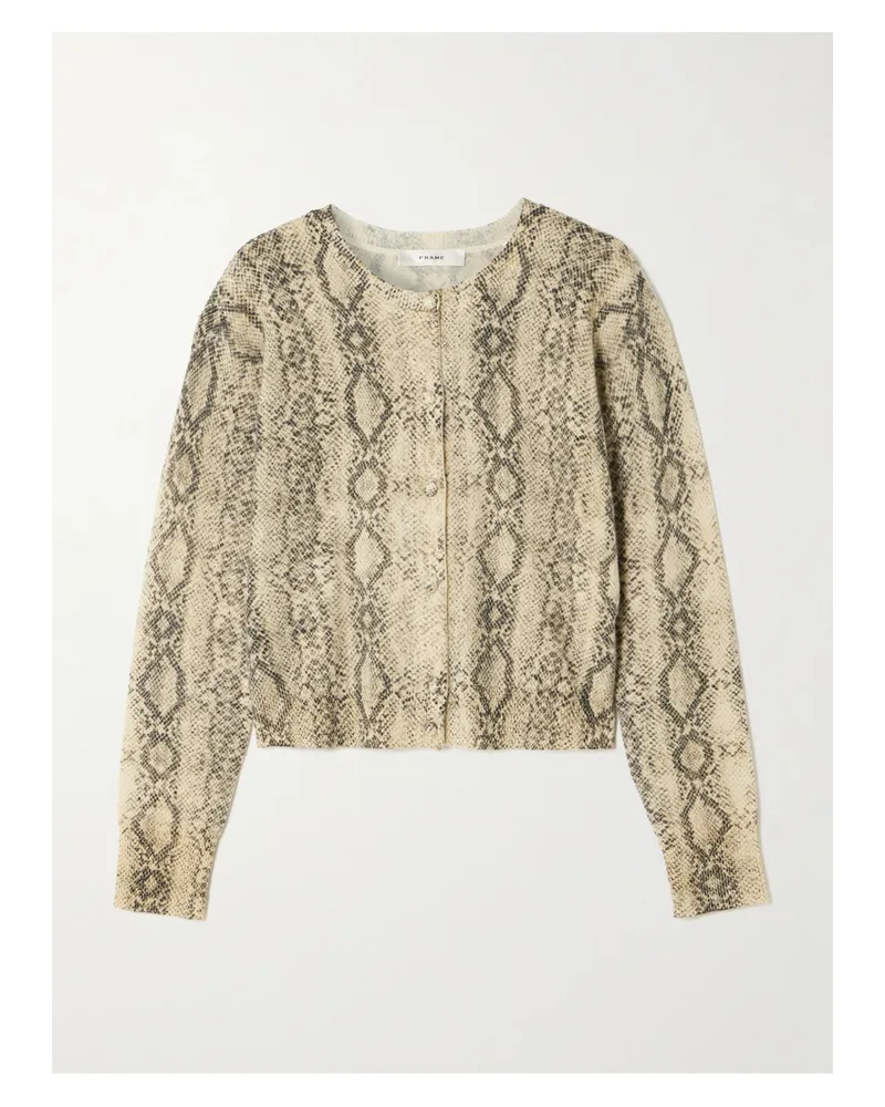 Frame Denim Snake-print Cashmere Cardigan - Animal print Animal