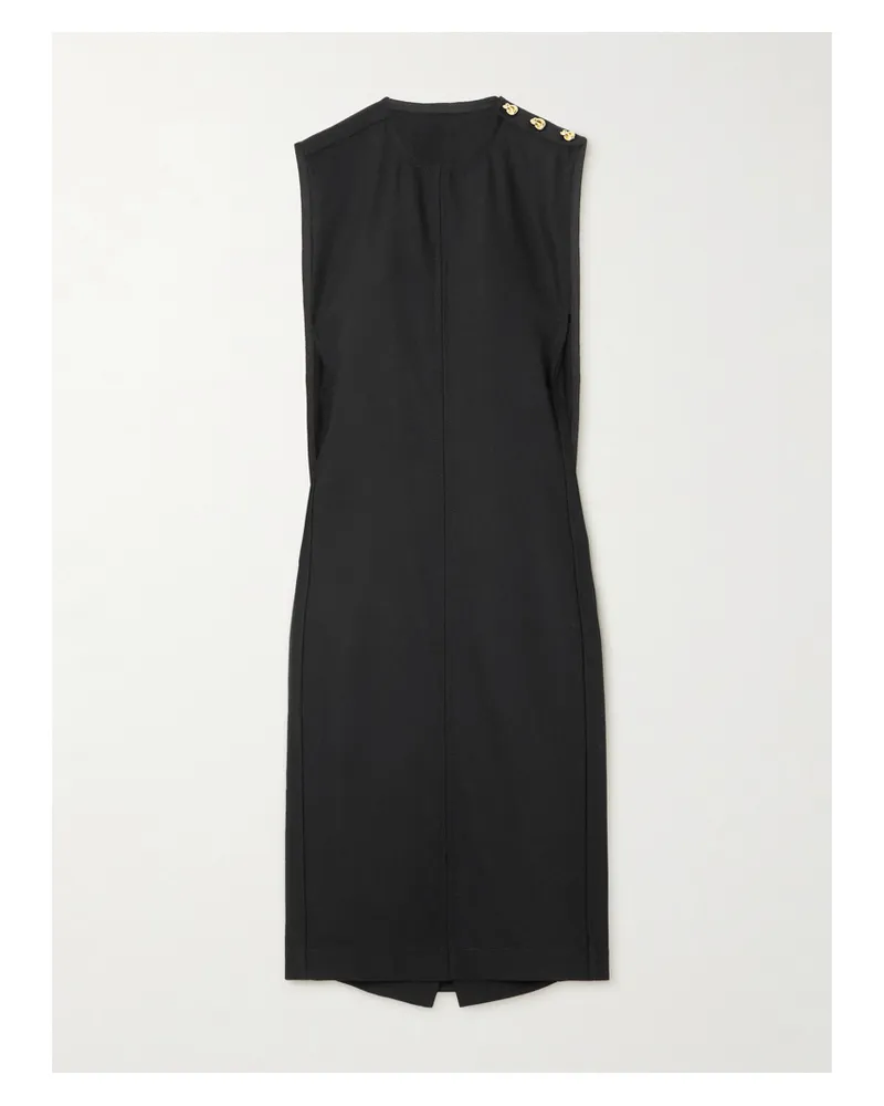 Bottega Veneta Cape-effect Ribbed Wool-blend Dress - Black Black