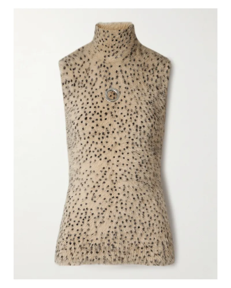 Paco Rabanne Tanktop Aus Gebürstetem Stretch-strick Mit Gepardenprint Und Verzierung - Neutral Neutral