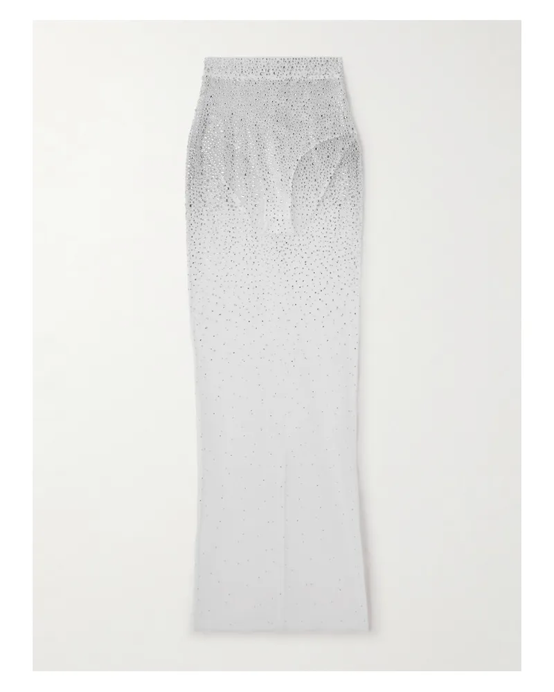 Alex Perry Crystal-embellished Mesh Maxi Skirt - White White