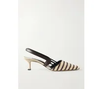 Pelas 50 Leather-trimmed Canvas Slingback Pumps - Neutrals