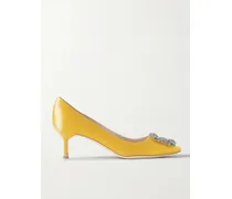 Hangisi 50 Crystal-embellished Satin Pumps - Yellow
