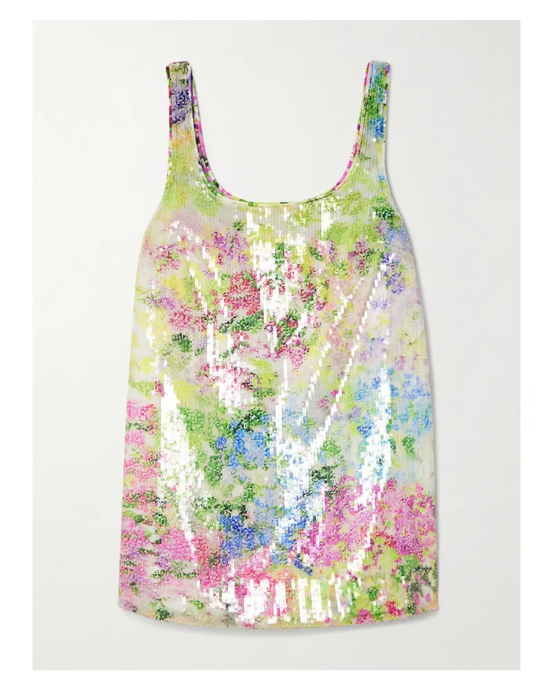 Aje. Dahlia Minikleid Aus Mesh Mit Blumenprint Und Pailletten - Grün Grün