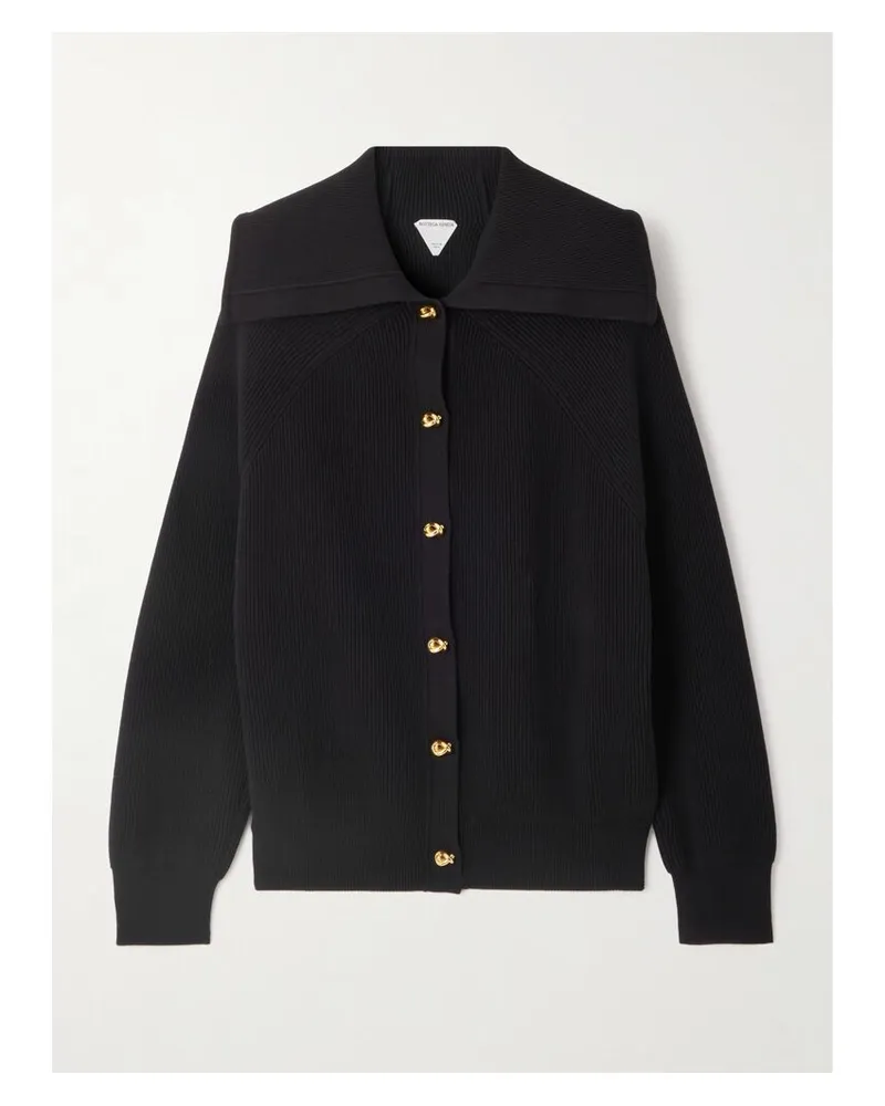 Bottega Veneta Cardigan Aus Gerippter Baumwolle - Schwarz Schwarz