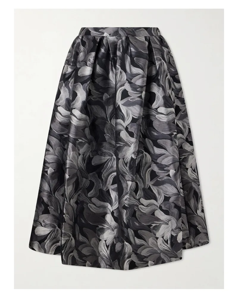 Dries van Noten Pleated Brocade Midi Skirt - Black Black