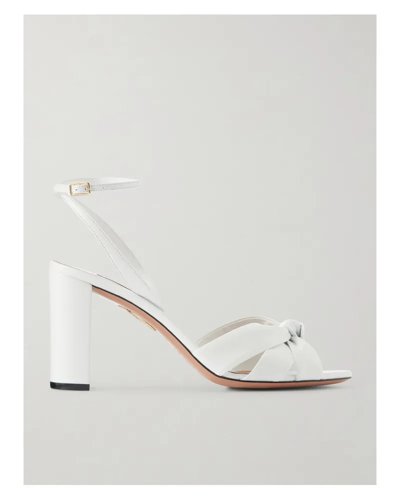 Aquazzura Nina 85 Knotted Leather Sandals - White White