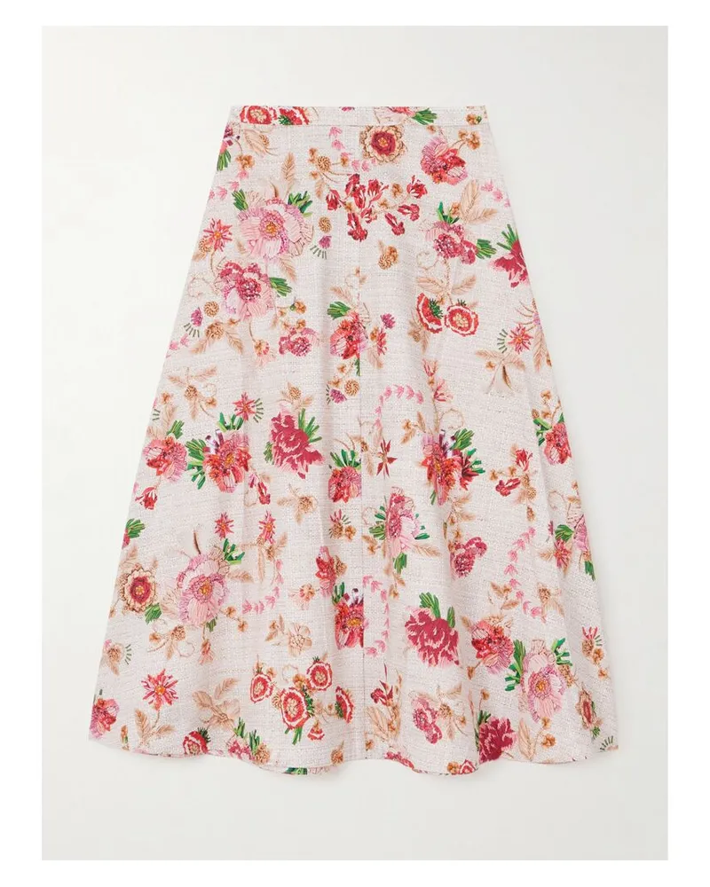 Mary Katrantzou Etta Midirock Aus Baumwollpopeline Mit Blumenprint - Pink Pink