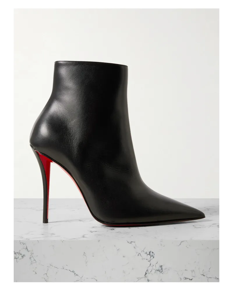 Christian Louboutin Miss Z 100 Leather Ankle Boots - Black Black