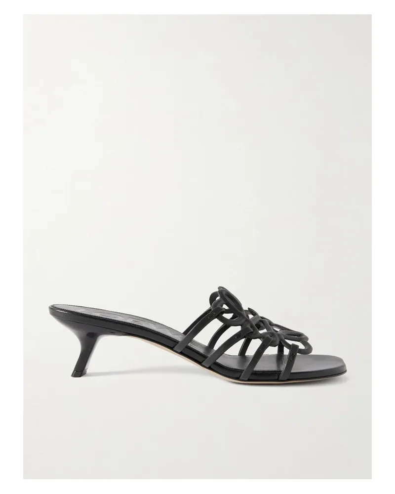 Loewe Paula's Ibiza Petal Anagram Mules Aus Leder - Schwarz Schwarz