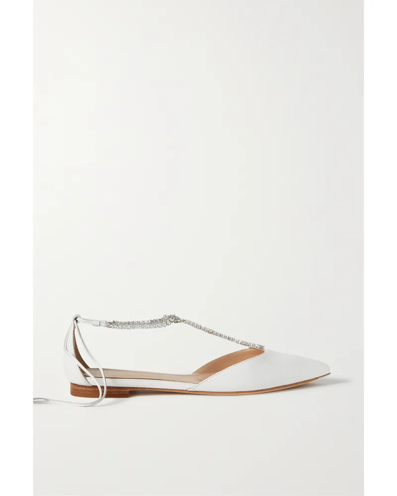 Gianvito Rossi Ballerinas Aus Leder Mit Kristallen - Weiß Weiß