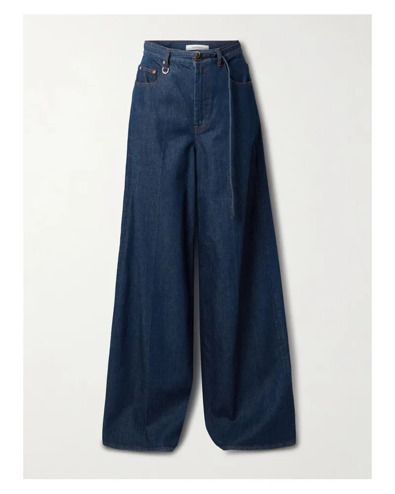 Zimmermann Illuminate Hoch Sitzende Jeans Mit Weitem Bein Und Gürtel - Blau Blau